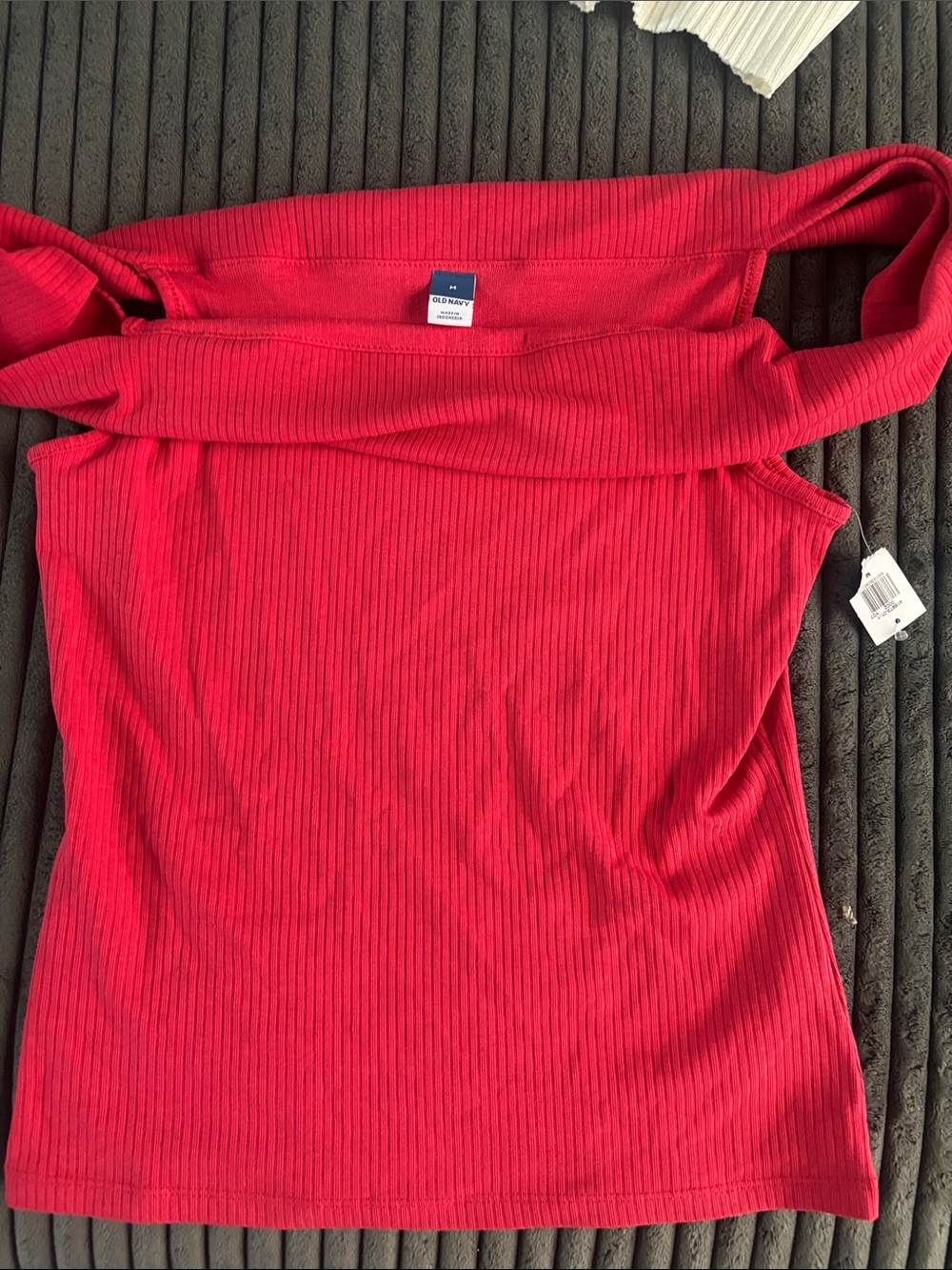 Old Navy Ribbed Fold-Over Off-Shoulder Tank Top - Red